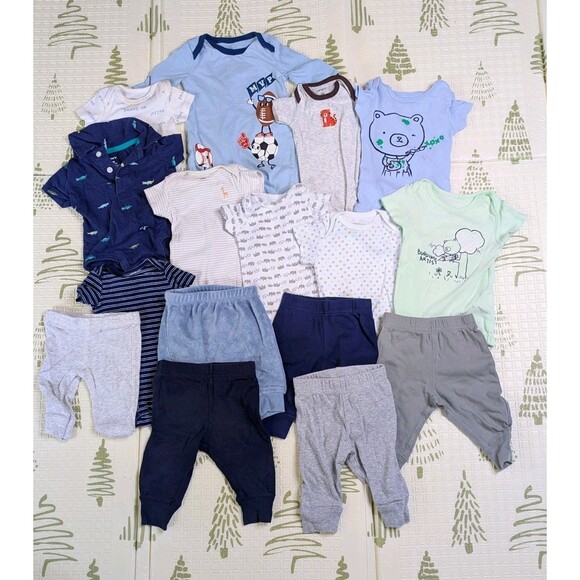Carter's Other - Baby Boy Clothes Lot 0-3 Months 15 Pc Gerber Carter's Honest Onesies Pants